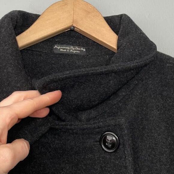 Marvin Richards Womens Plus Size 1X Charcoal Wool Cashmere Peacoat Double Breast - Picture 4 of 15